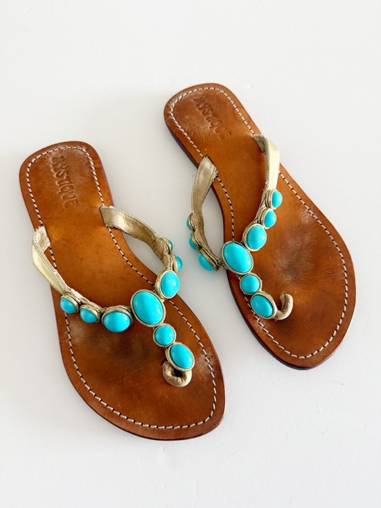 Mystique Boutique Shoes - Vintage Y2K Mystique Boutique Stone Thong Sandals Size 8